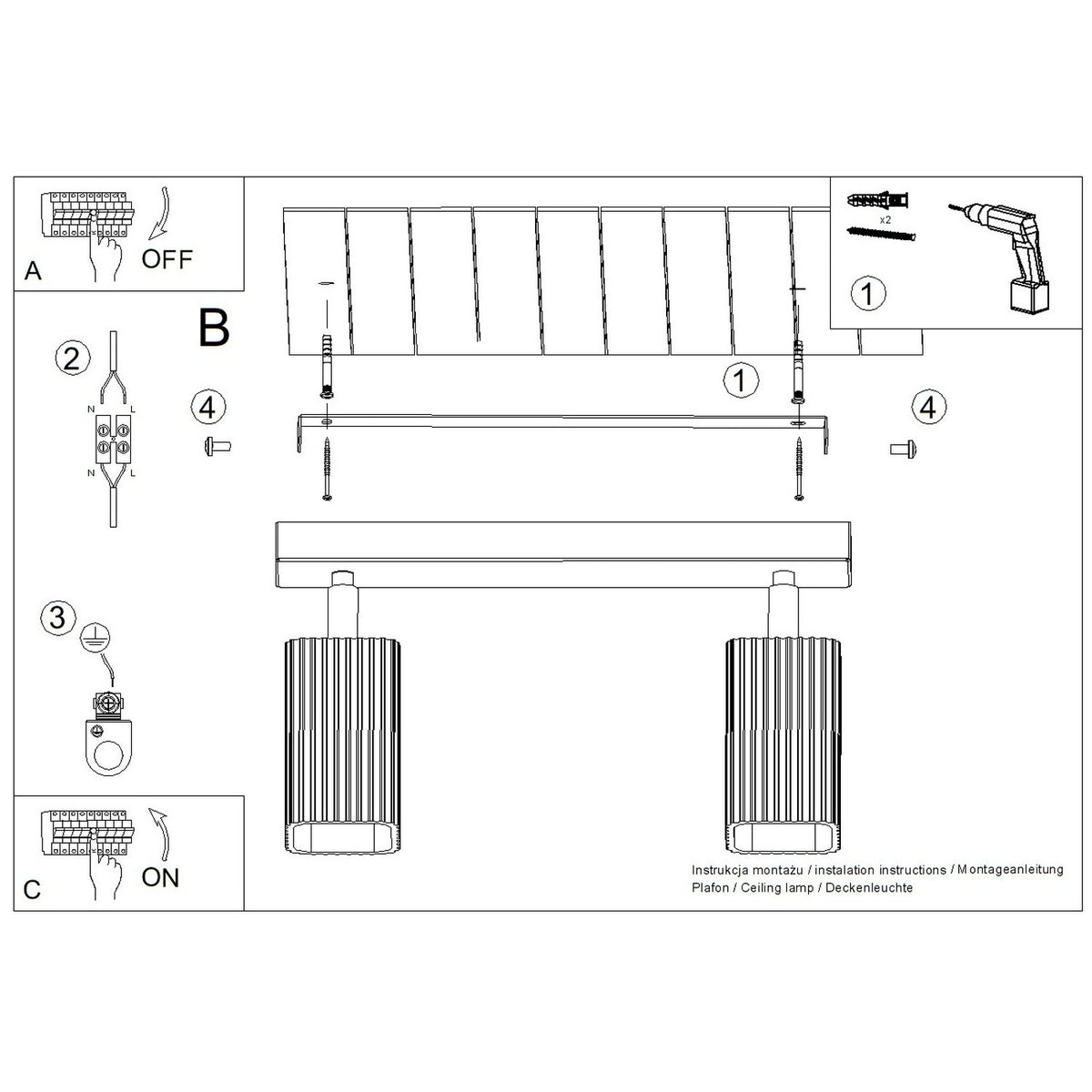 Schéma d'installation du luminaire