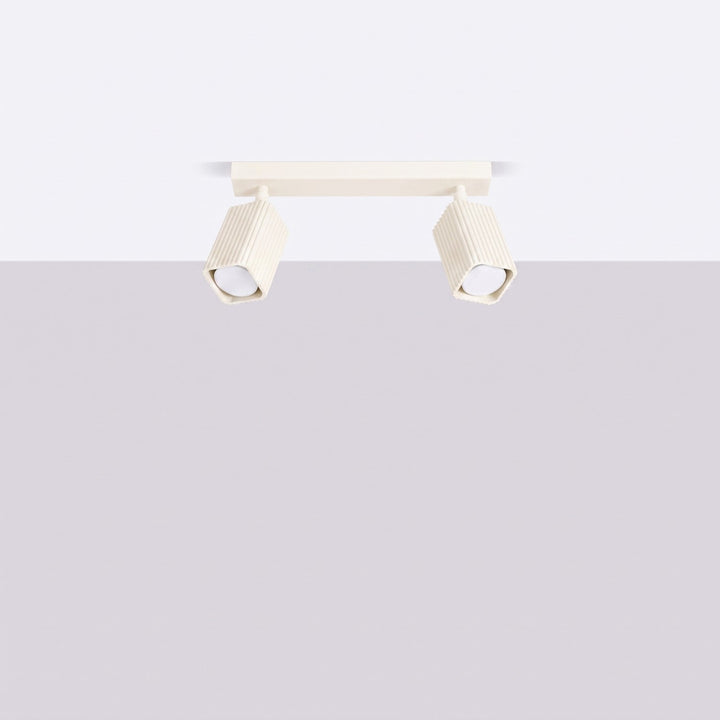 Plafonnier Rayo beige en rampe à spots orientables, éteint