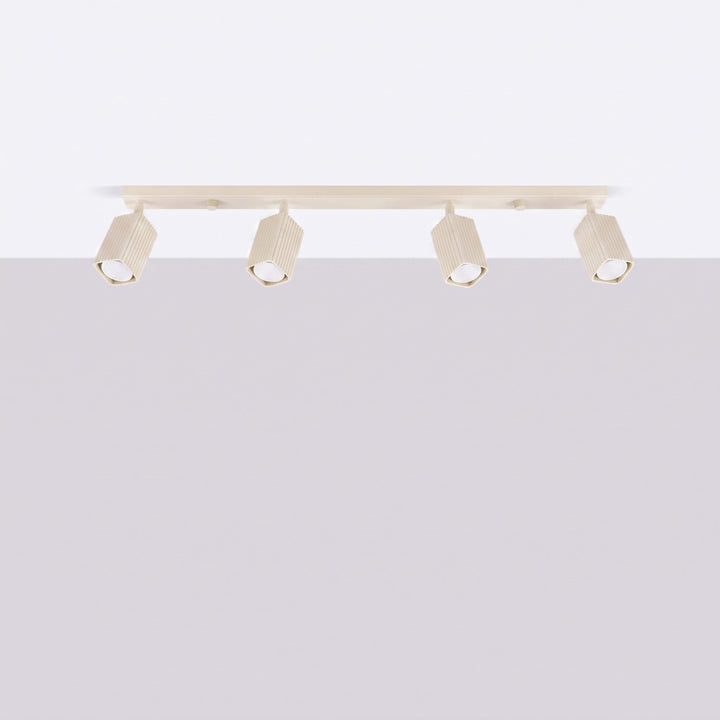 Plafonnier Rayo beige en rampe à spots orientables, éteint