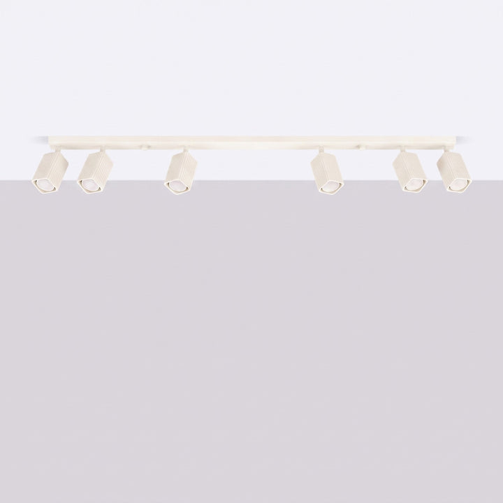 Plafonnier Rayo beige en rampe à spots orientables, éteint