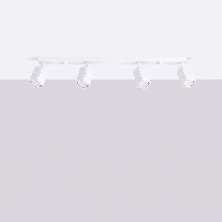 Plafonnier Rayo blanc en rampe à spots orientables, éteint