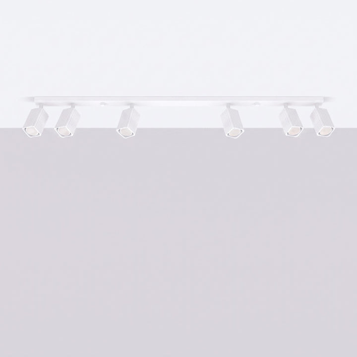 Plafonnier Rayo blanc en rampe à spots orientables, éteint