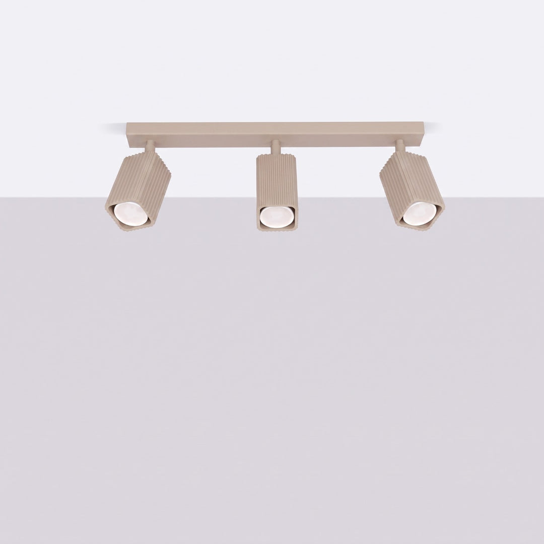 Plafonnier Rayo taupe en rampe à spots orientables, éteint