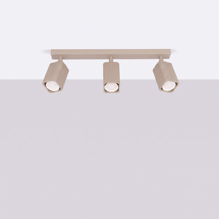 Plafonnier Rayo taupe en rampe à spots orientables, éteint