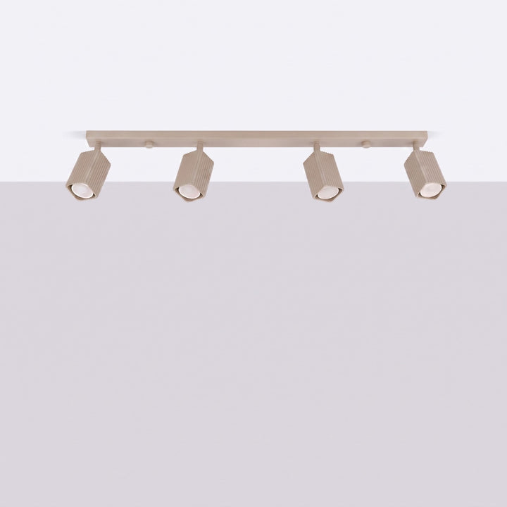 Plafonnier Rayo taupe en rampe à spots orientables, éteint