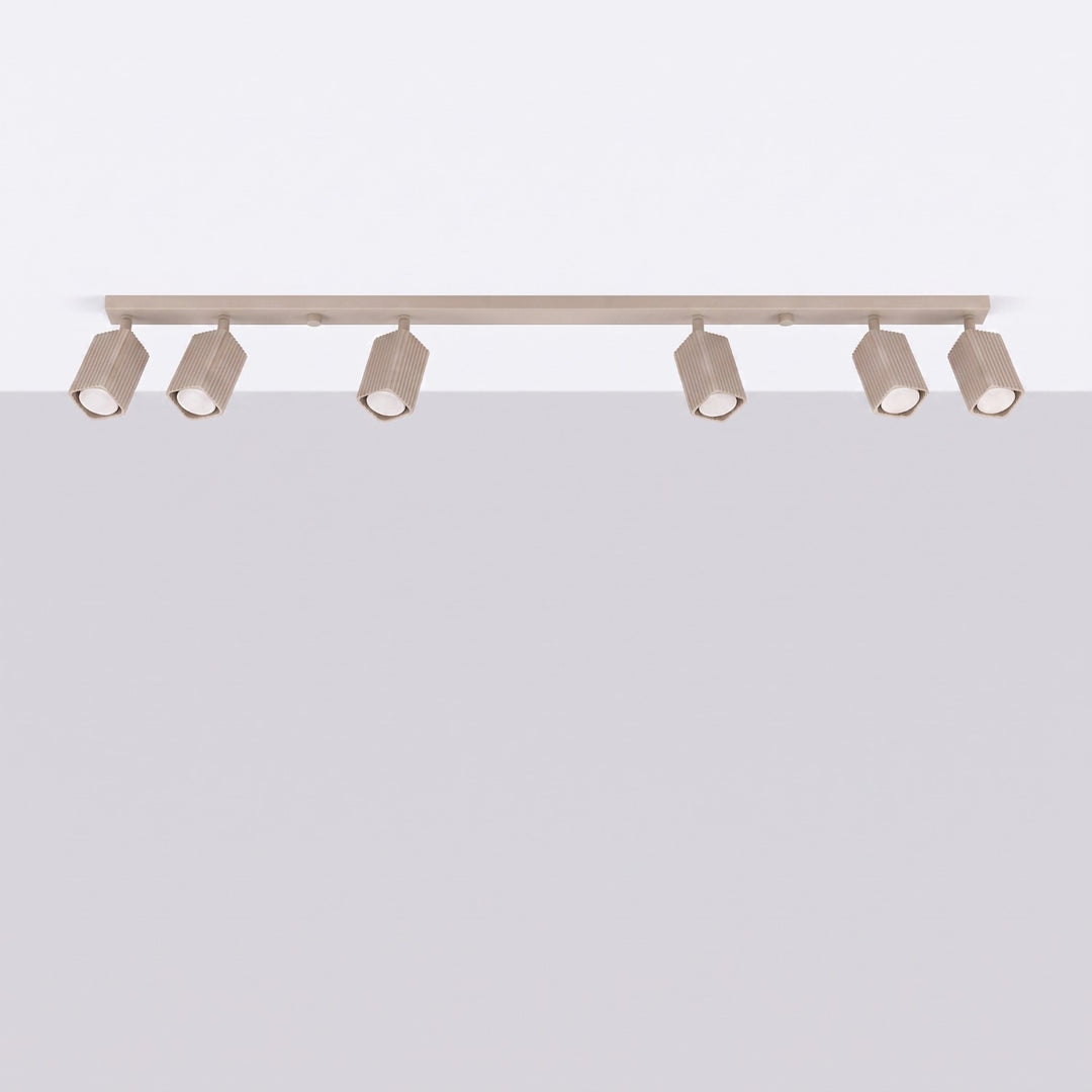 Plafonnier Rayo taupe en rampe à spots orientables, éteint