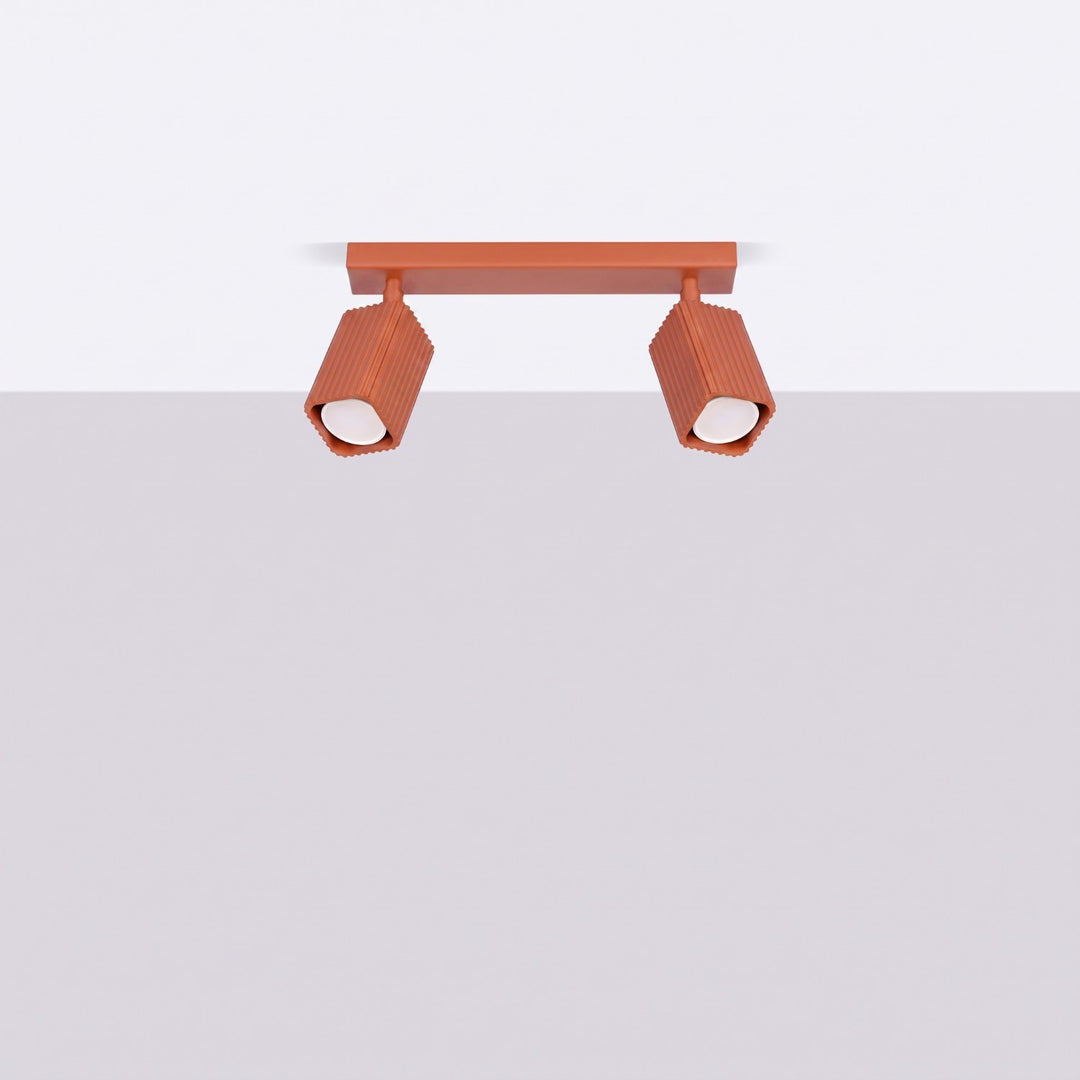 Plafonnier Rayo ocre rouge en rampe à spots orientables, éteint