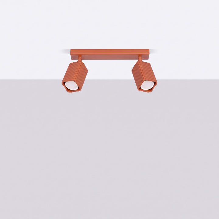 Plafonnier Rayo ocre rouge en rampe à spots orientables, éteint