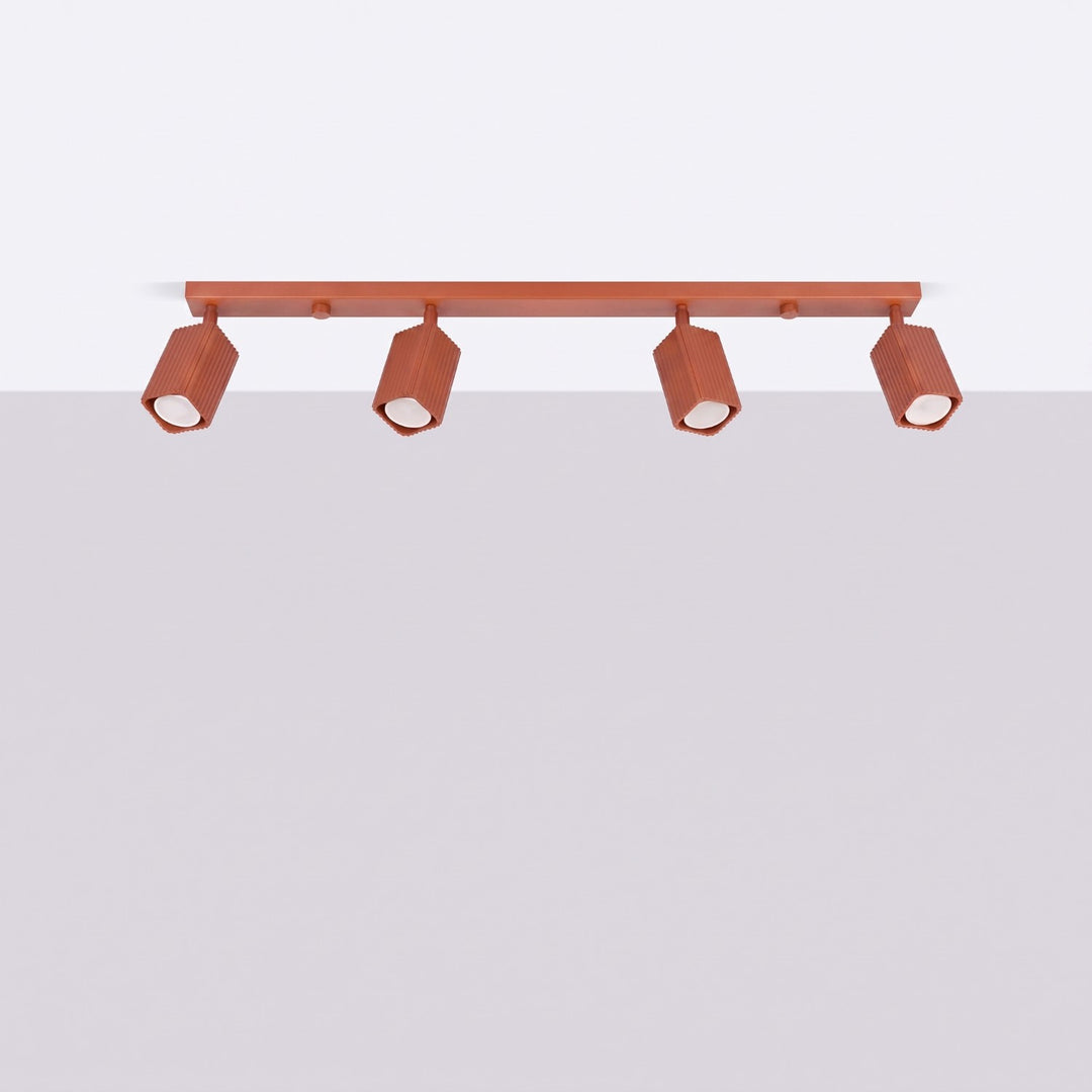 Plafonnier Rayo ocre rouge en rampe à spots orientables, éteint
