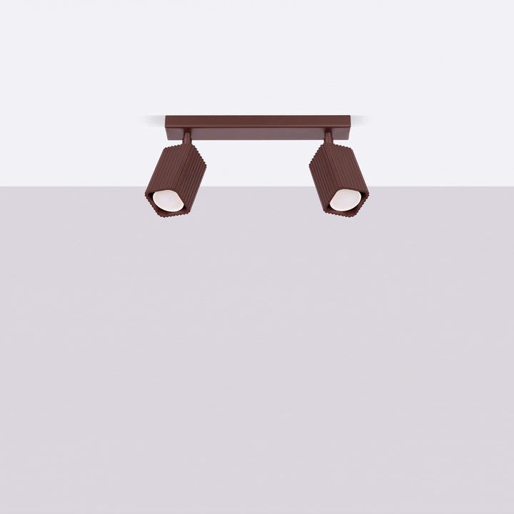 Plafonnier Rayo marron en rampe à spots orientables, éteint