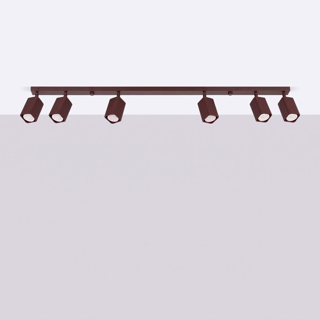 Plafonnier Rayo marron en rampe à spots orientables, éteint