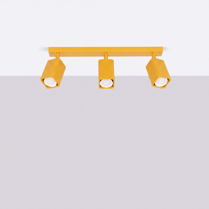 Plafonnier Rayo jaune en rampe à spots orientables, éteint