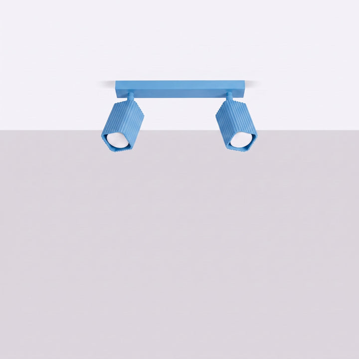 Plafonnier Rayo bleu azur en rampe à spots orientables, éteint
