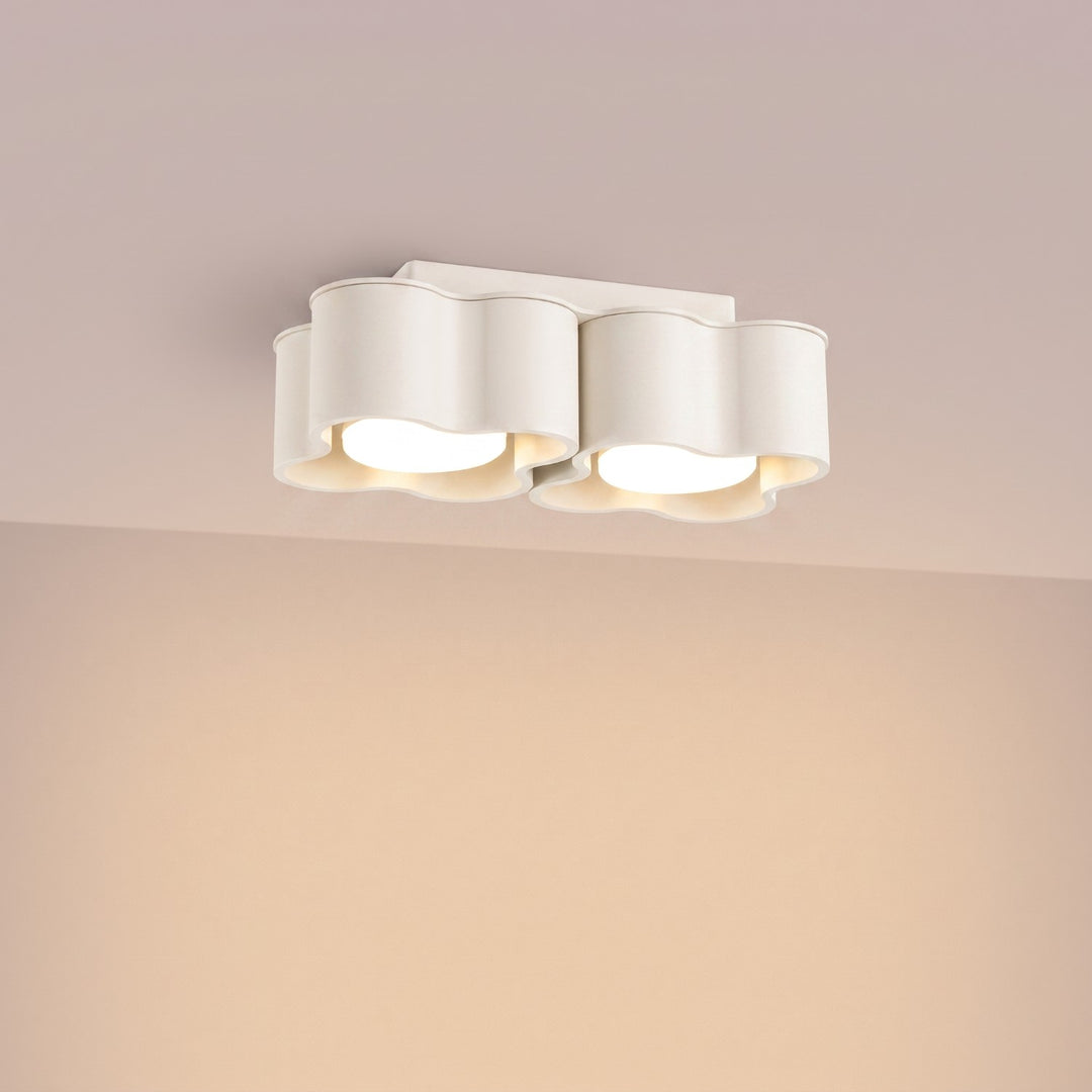 Plafonnier Ovio beige en aluminium, allumé