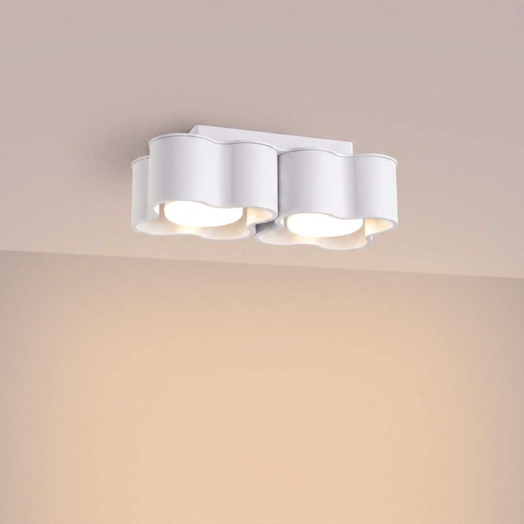 Plafonnier Ovio blanc en aluminium, allumé