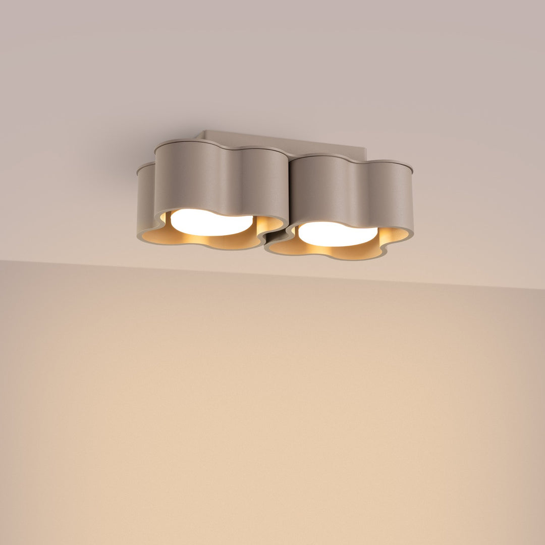 Plafonnier Ovio taupe en aluminium, allumé