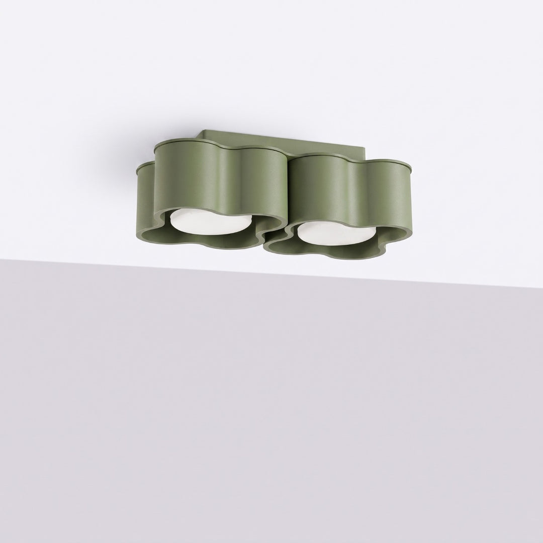 Plafonnier Ovio vert olive en aluminium, éteint