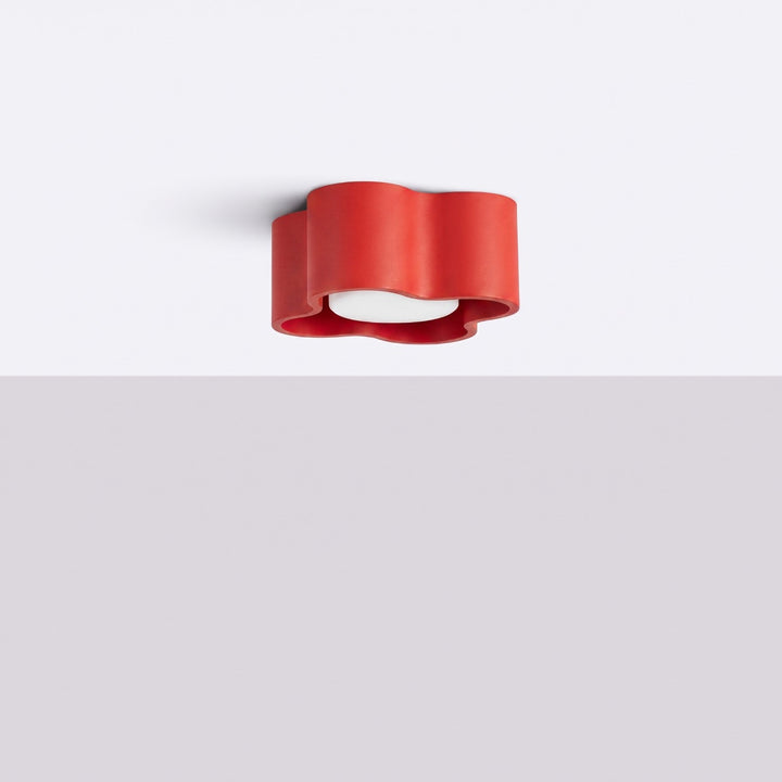 Plafonnier Ovio rouge en aluminium, éteint