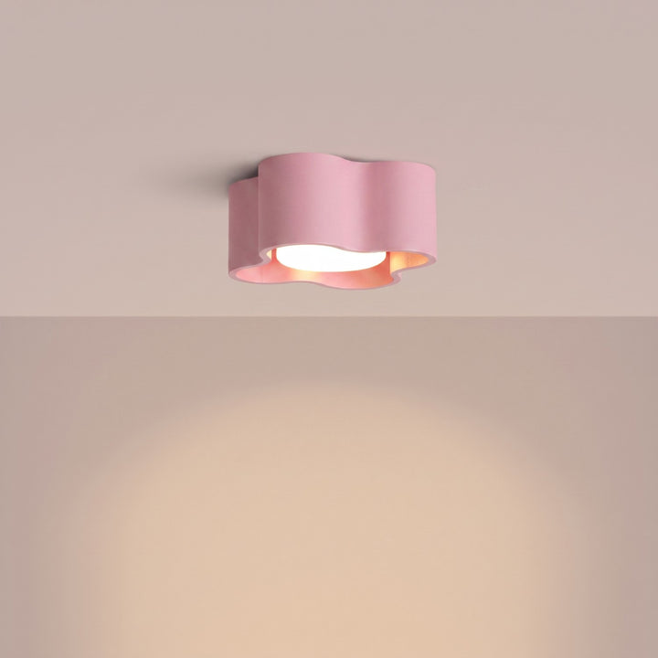 Plafonnier Ovio rose en aluminium, allumé