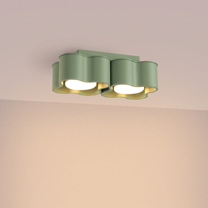 Plafonnier Ovio sauge en aluminium, allumé