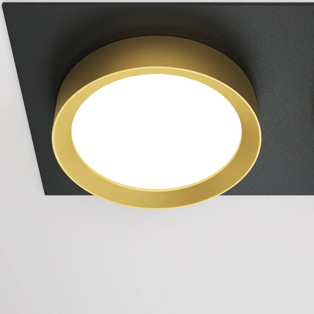 Spot double hoop double gold-toned circular recessed ceiling light with sleek modern design for interior spaces