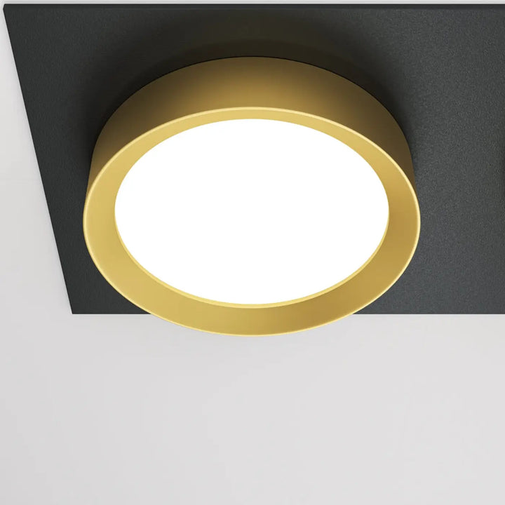 Spot double hoop double gold-toned circular recessed ceiling light with sleek modern design for interior spaces