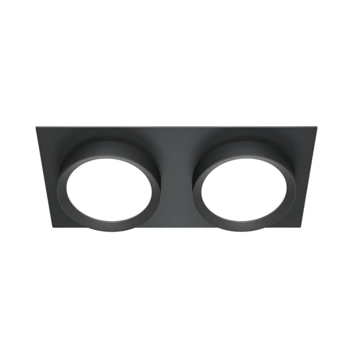 Luminaire encastré spot hoop double noir mat avec deux ouvertures circulaires pour plafond