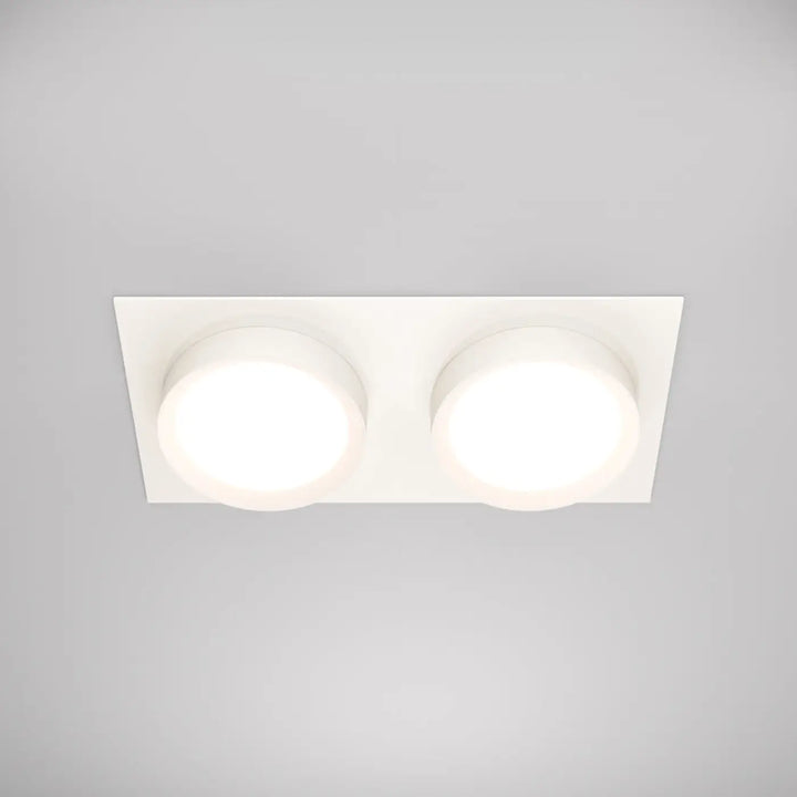 Plafonnier rectangulaire blanc spot double hoop double avec deux sources lumineuses circulaires et douces