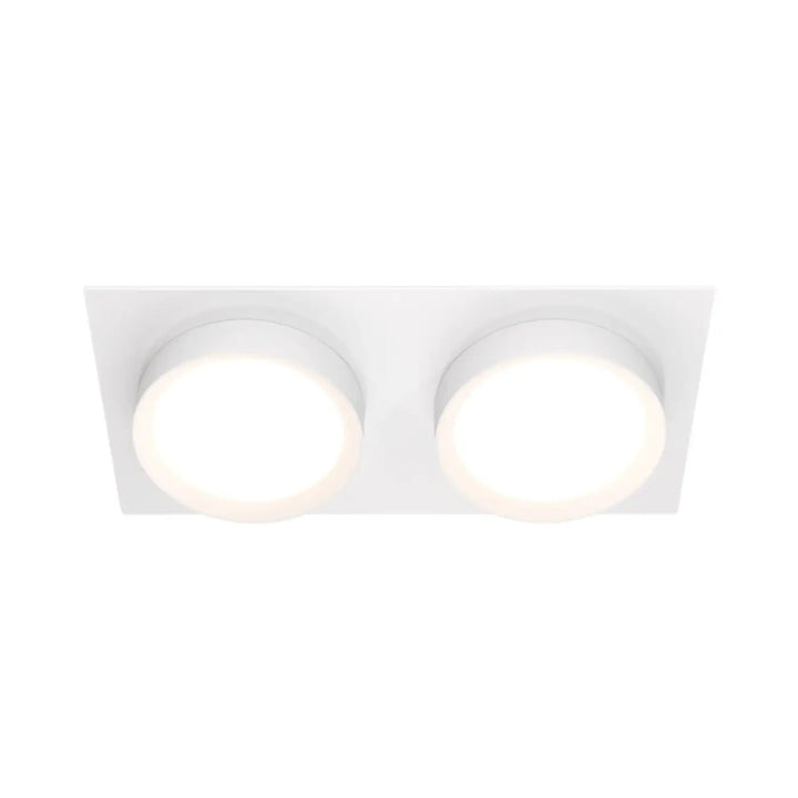 Spot double blanc rectangulaire avec deux ampoules led circulaires encastrées pour éclairage intérieur