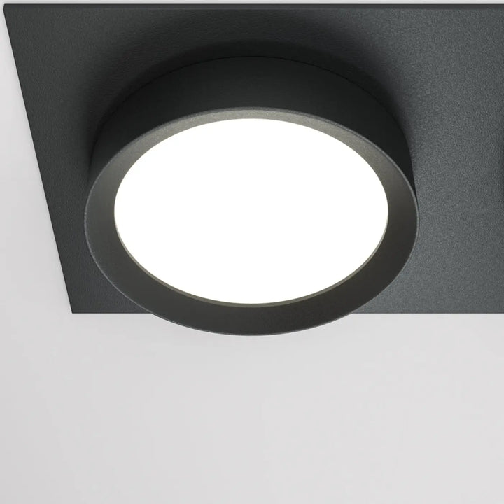 Spot double hoop double spot hoop luminaire de plafond encastré noir mat avec centre lumineux blanc éclatant