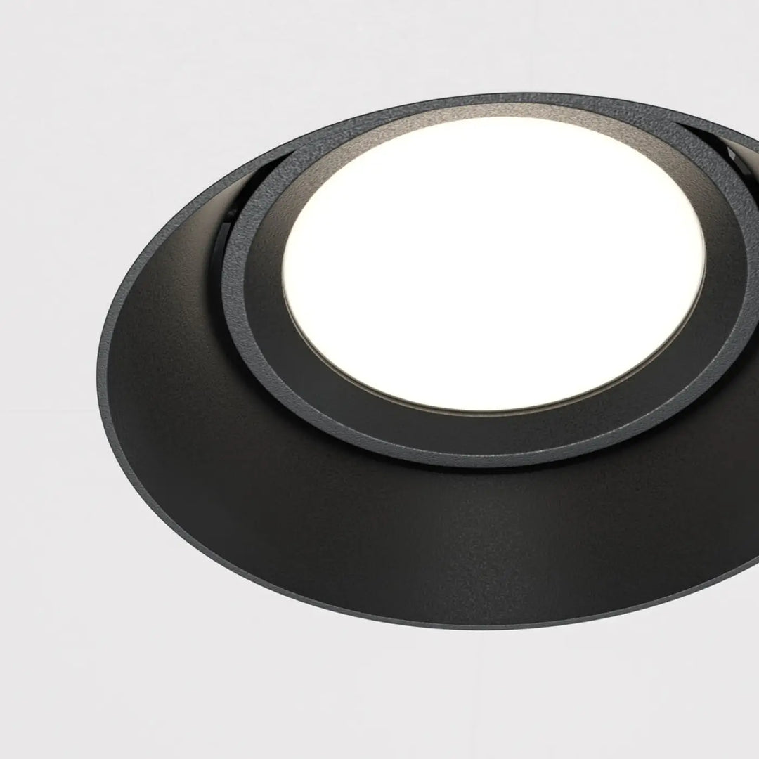 Spot encastrable dot noir mat avec design à anneaux concentriques pour un éclairage encastré moderne