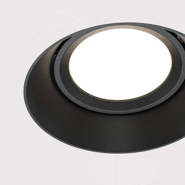 Spot encastrable dot noir mat avec design à anneaux concentriques pour un éclairage encastré moderne