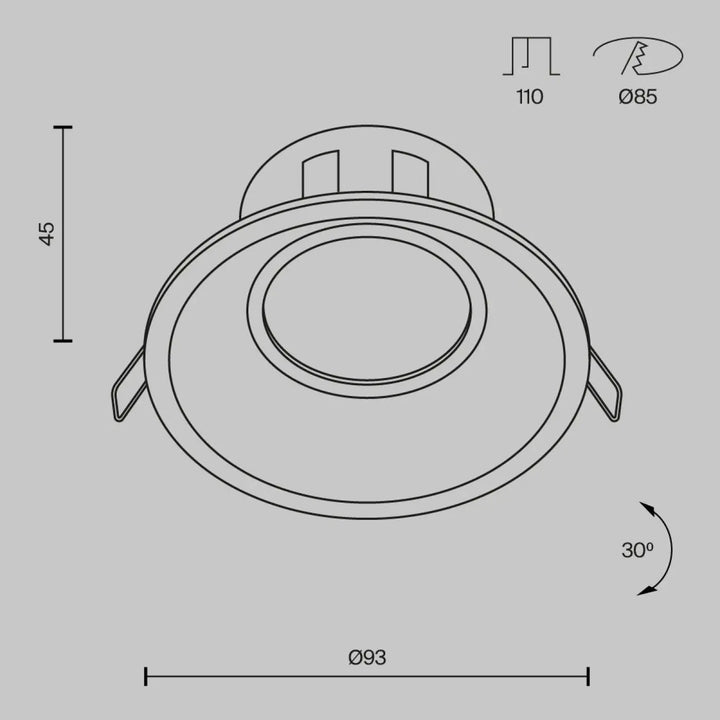 Spot encastrable dot rond avec design circulaire minimaliste anneaux concentriques et fixations intégrées