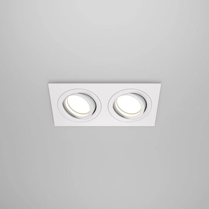 Spot encastrable double atom avec deux ampoules led circulaires encastré blanc rectangulaire au plafond