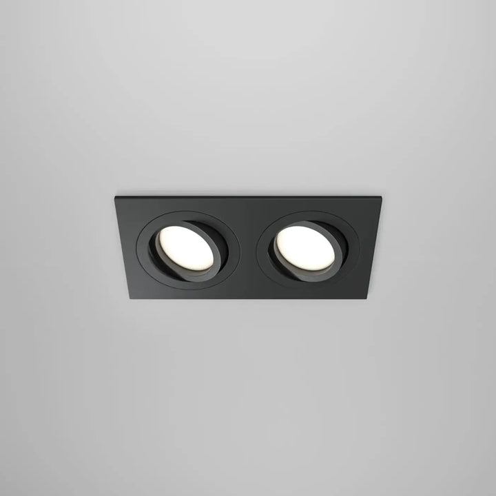 Spot encastrable double noir atom avec deux lampes circulaires encastrées pour éclairage moderne plafond