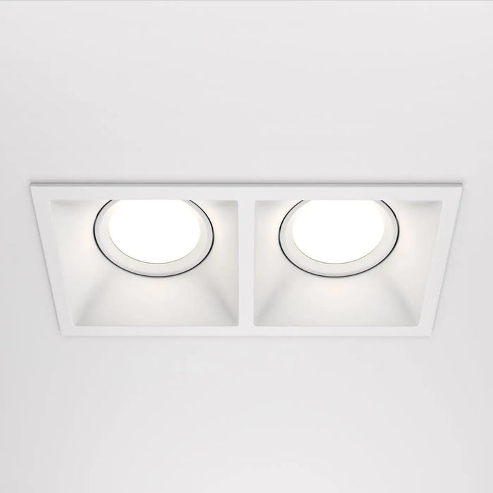 Spot encastrable dot double blanc avec deux ampoules led circulaires pour éclairage plafond encastré