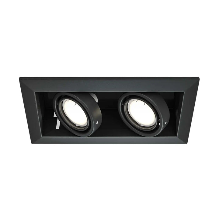 Luminaire encastré rectangulaire noir avec deux spots circulaires spot metal modern double en métal moderne