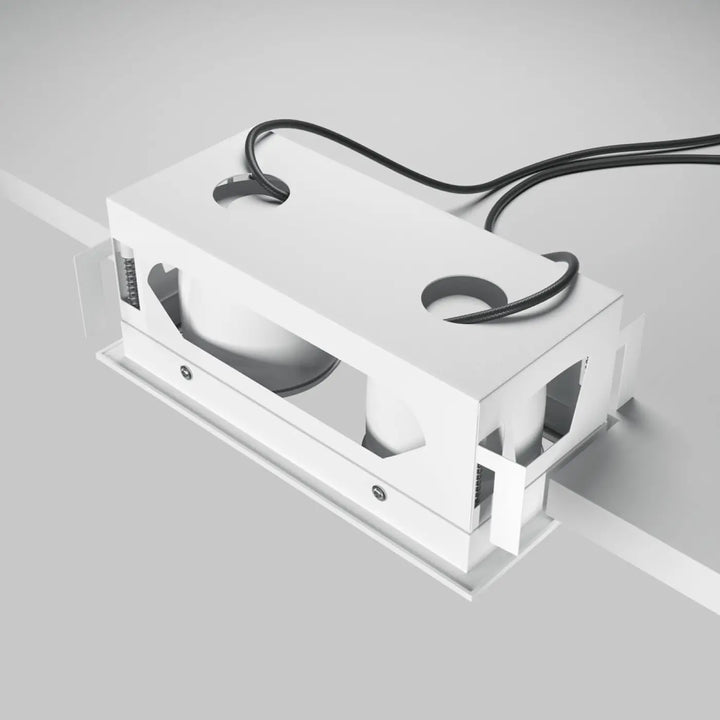 Luminaire encastré rectangulaire blanc spot metal modern double led avec câbles noirs design moderne et épuré