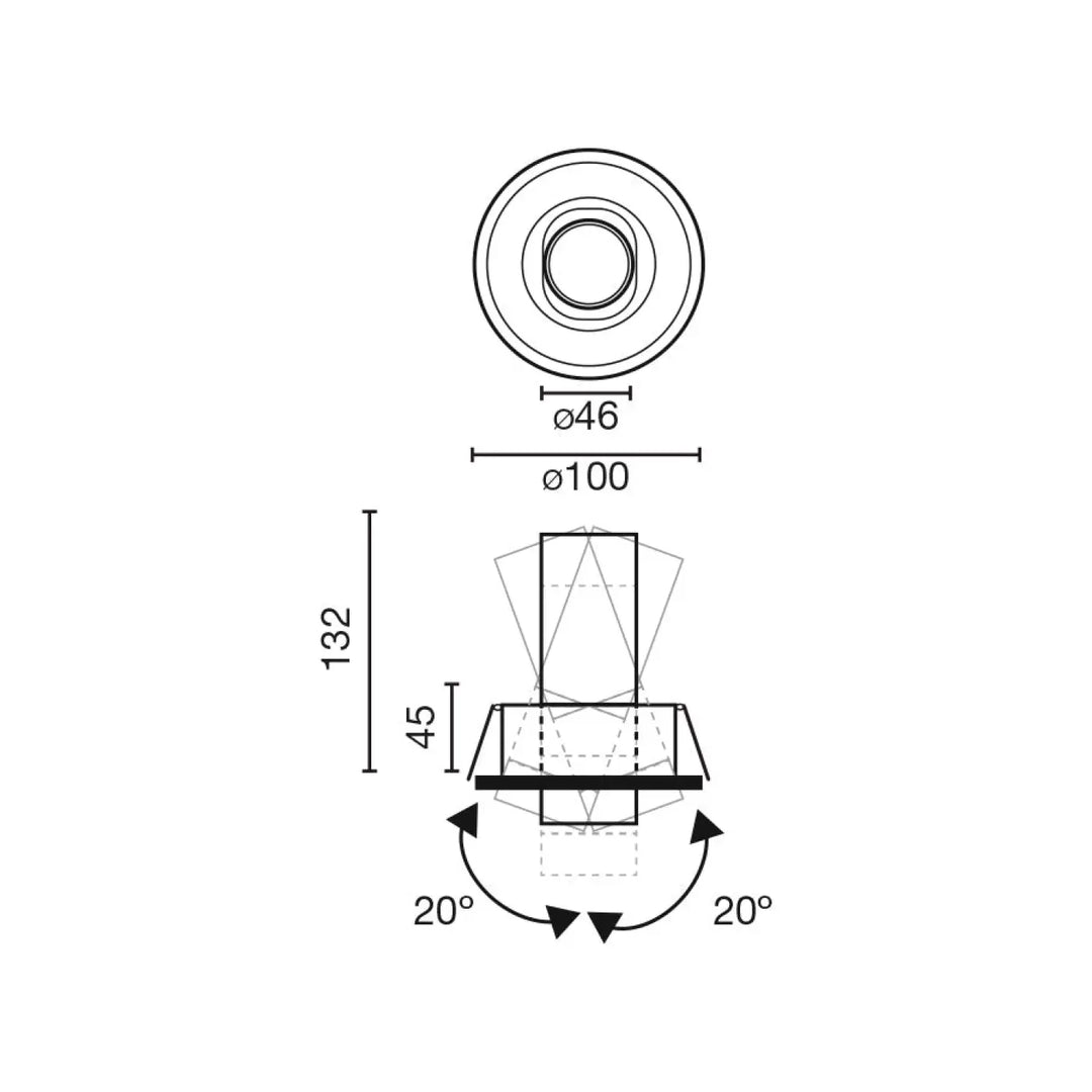 Schéma des dimensions du spot Kope Ø 100 mm de Faro Barcelona