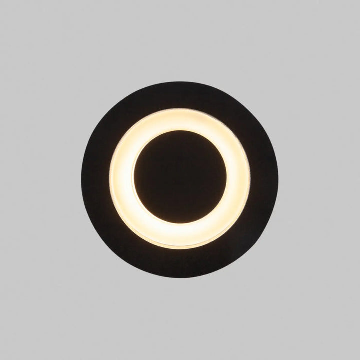 Spot encastrable limo led noir avec anneau lumineux blanc chaud indice ip65 pour utilisation étanche murale