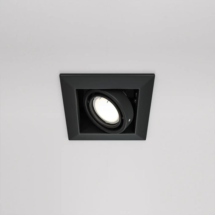 Spot metal modern carré en acier noir avec encastrement carré et projecteur circulaire pour éclairage intérieur