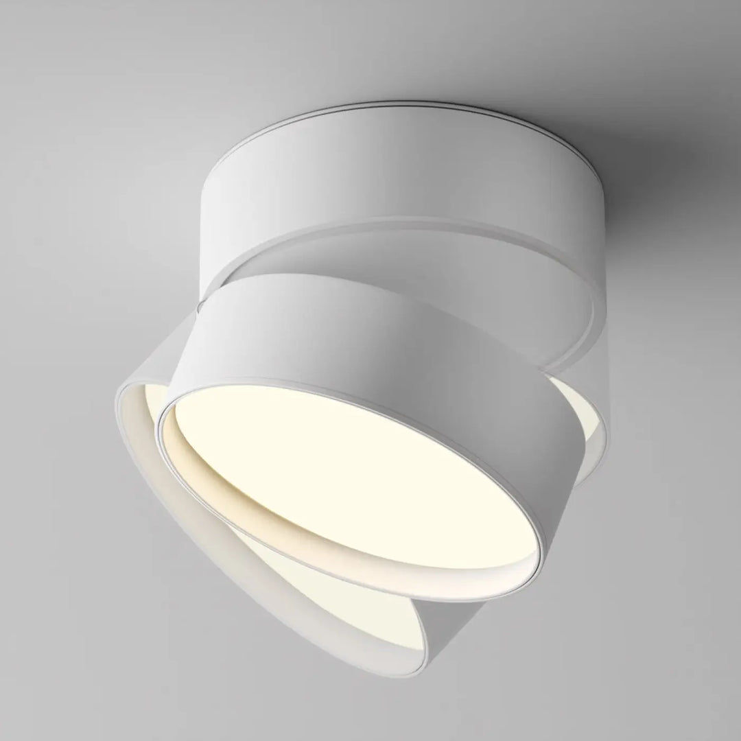 Spot onda disque rétractable blanc moderne avec anneaux circulaires superposés et lumière douce diffuse spot encastrable