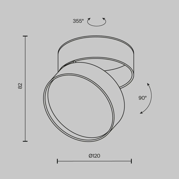 Spot onda disque rétractable spot encastrable cylindrique réglable avec rotation 355° et inclinaison 90° blanc