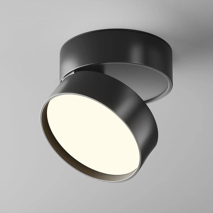 Spot encastrable onda avec disque rétractable noir mat et tête cylindrique ajustable pour éclairage moderne