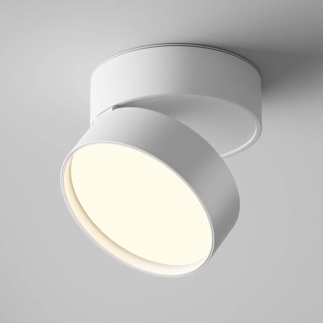 Spot onda disque rétractable blanc moderne avec spot encastrable cylindrique et tête ajustable au plafond