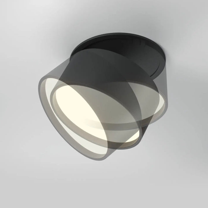 Spot onda led encastrable noir moderne avec design cylindrique superposé et diffuseur en verre dépoli dim to warm