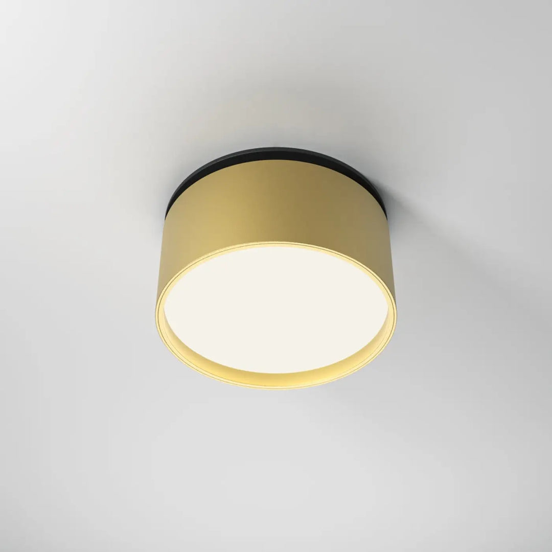 Spot onda spot encastrable led rétractable cylindrique doré avec bord noir et éclairage blanc chaud doux