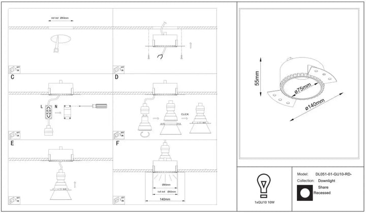 Spot encastré share rond avec design circulaire plat et finition métallique pour un éclairage encastré moderne