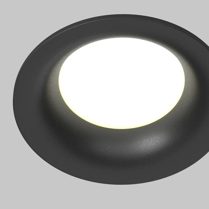 Spot encastré rond discret noir mat avec panneau central blanc éclairage général uniforme pour plafond