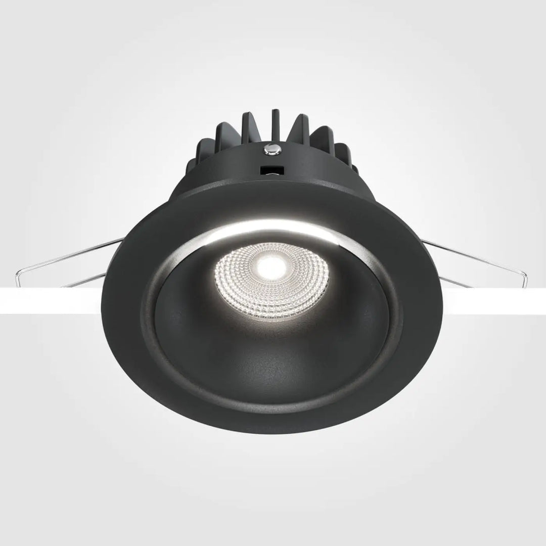 Spot yin spot encastré noir mat avec ampoule gu10 led blanche circulaire au centre